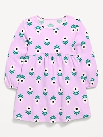L'image numéro 1 présente Robe côtelée à motif à manches longues pour toute-petite fille