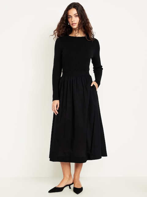 Smocked Midi Skirt