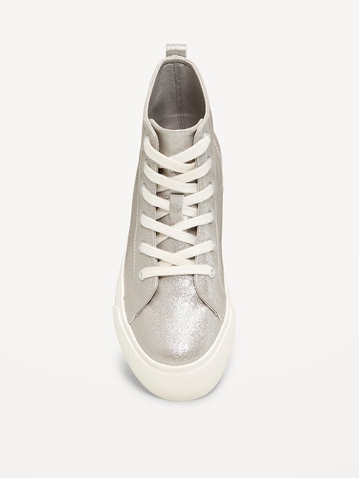 Image number 2 showing, High-Top Platform Shiny Faux-Leather Sneakers for Girls