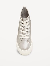 Image number 2 showing, High-Top Platform Shiny Faux-Leather Sneakers for Girls