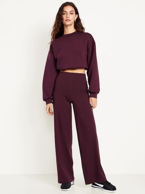 High-Waisted Fashion Wide-Leg Leggings - Red