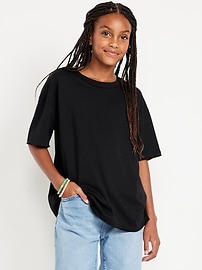 Image number 1 showing, Oversized Short-Sleeve Raw-Edge T-Shirt for Girls
