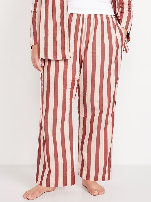 Image number 7 showing, High-Waisted Poplin Pajama Pant
