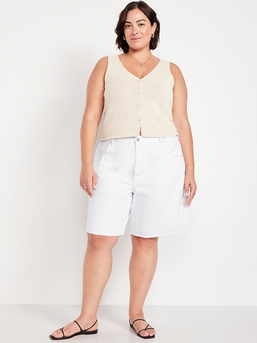 Image number 6 showing, Mid-Rise Baggy Jean Bermuda Shorts -- 9-inch inseam