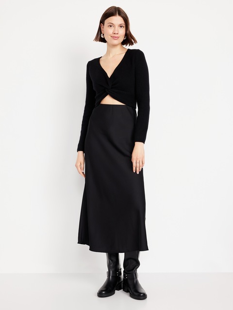Jupe longue en satin - Noir De Jais