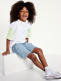 View large product image 3 of 5. Knee Length Baggy Carpenter Jean Shorts for Boys
