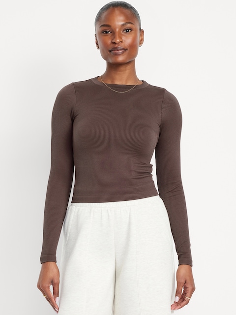 Exhale Seamless Fitted Rib T-Shirt - Black Coffee