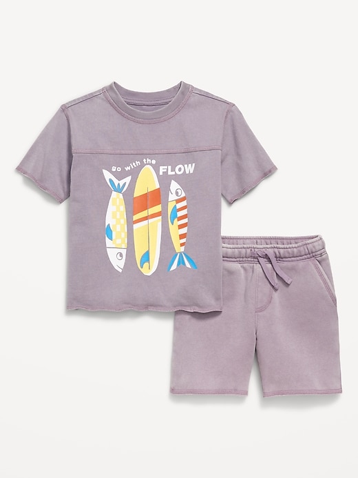 View large product image 2 of 2. Short-Sleeve Graphic T-Shirt and Shorts Set for Toddler Boys