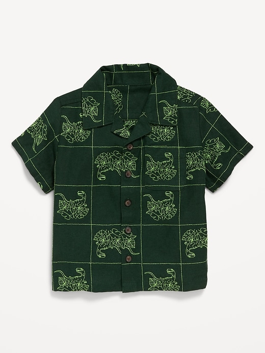 View large product image 2 of 2. Printed Short-Sleeve Linen-Blend Shirt for Toddler Boys
