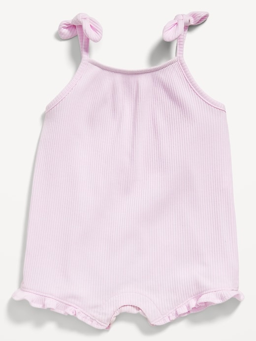 View large product image 2 of 2. Sleeveless Tie-Knot Ribbed One-Piece Romper for Baby