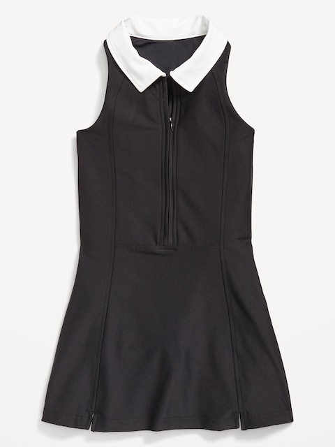 PowerSoft Sleeveless Polo Athletic Dress for Girls - Black