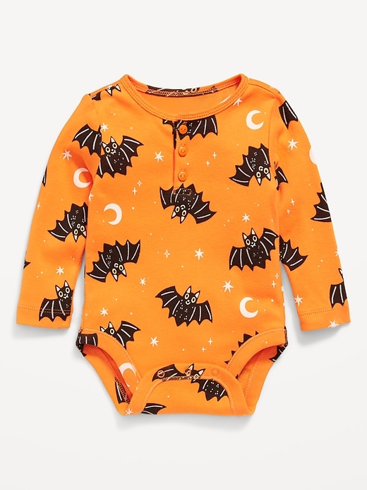 View large product image 1 of 3. Printed Long-Sleeve Henley Bodysuit for Baby