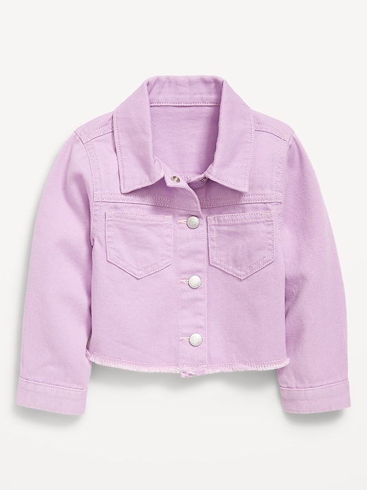 View large product image 1 of 2. Cropped Twill Flower-Back Jacket for Toddler Girls