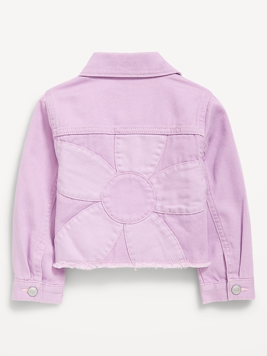 View large product image 2 of 2. Cropped Twill Flower-Back Jacket for Toddler Girls