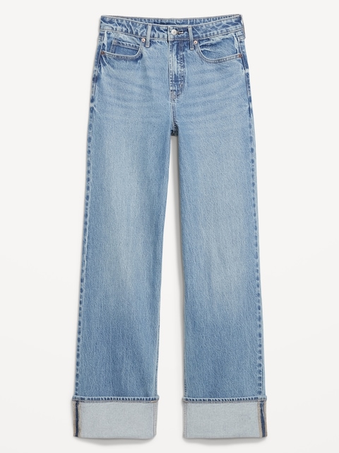 Extra High-Waisted Wide-Leg Jeans - Red