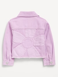 Image number 2 showing, Cropped Twill Flower-Back Jacket for Toddler Girls