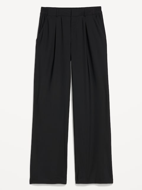 Pantalon tailleur Tech élégant jambe large à taille haute - Noir