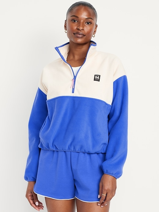 Image number 1 showing, Oversized Performance Microfleece Cropped Half Zip