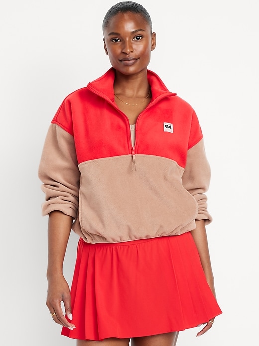 Image number 1 showing, Oversized Performance Microfleece Cropped Half Zip