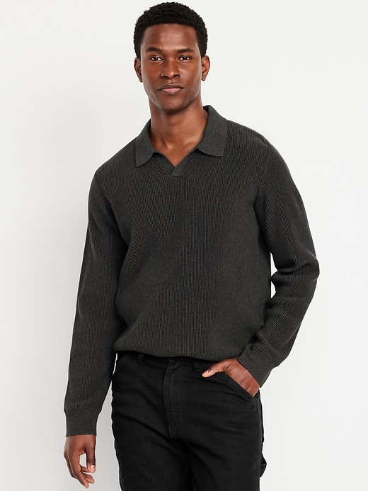 Image number 1 showing, Long-Sleeve Sweater-Knit Polo