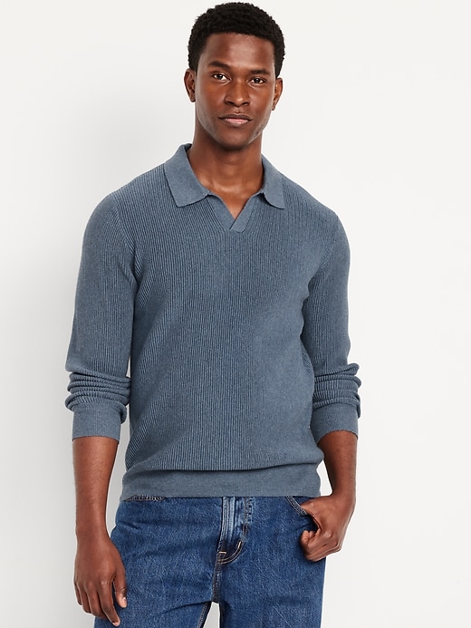 Image number 1 showing, Long-Sleeve Sweater-Knit Polo