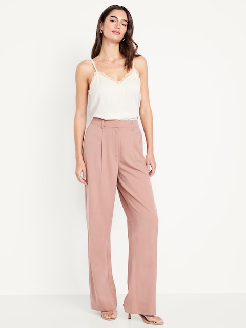 Pantalon de tailleur Taylor à taille très haute et à jambe large - Rose