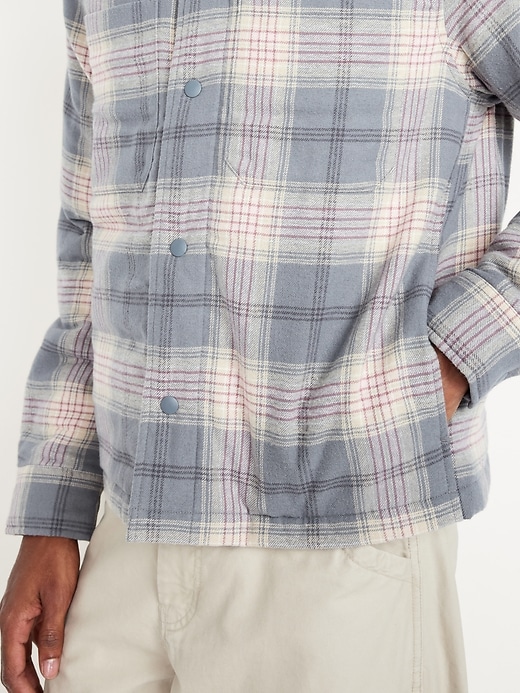 Image number 4 showing, Insulated Cropped Flannel Shacket