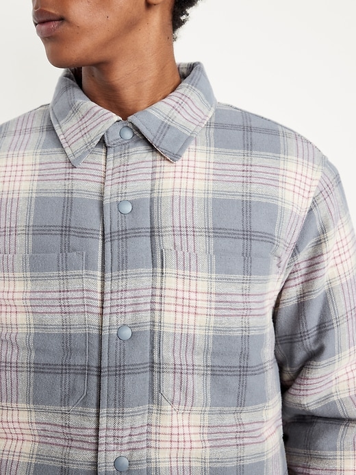 Image number 6 showing, Insulated Cropped Flannel Shacket