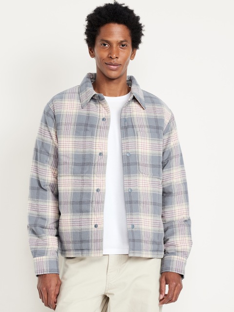 Insulated Cropped Flannel Shacket