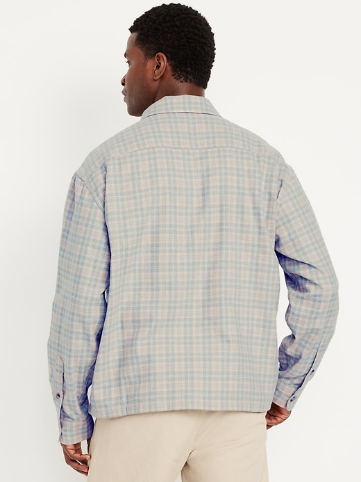 Image number 5 showing, Loose Fit Cropped Plaid Flannel Shirt