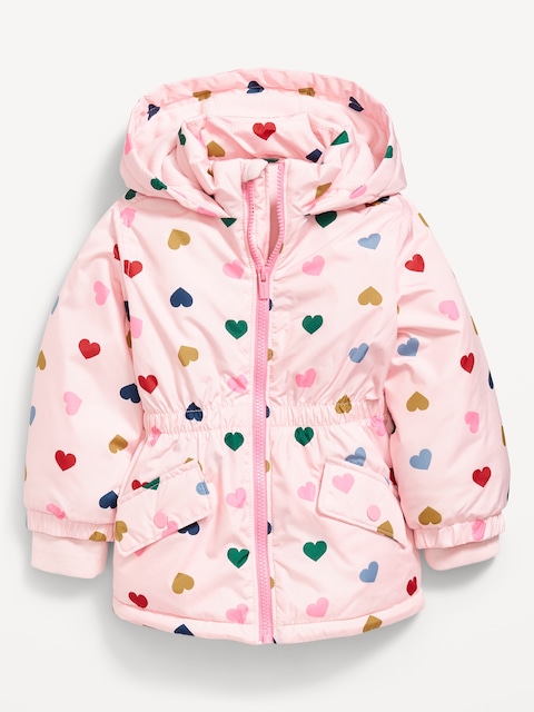 Water-Resistant Snow Jacket for Toddler Girls - Multi Hearts