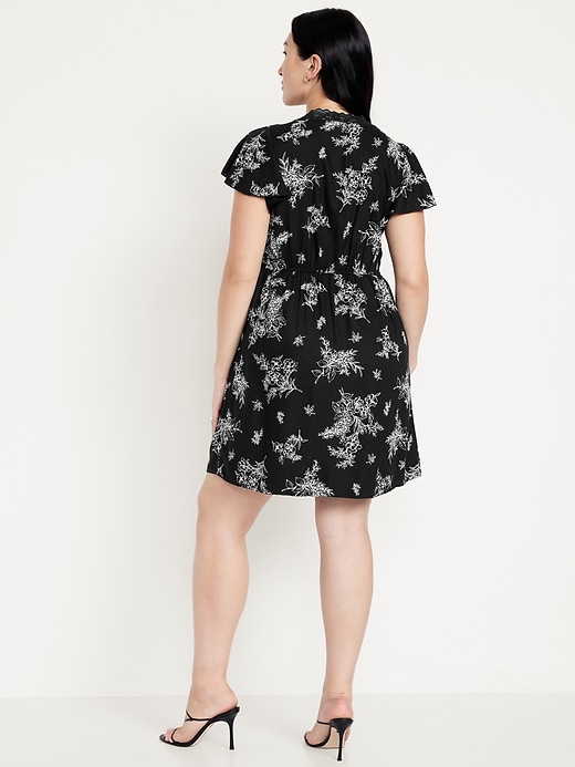 Image number 5 showing, Fit & Flare Crepe Lace-Trim Mini Dress