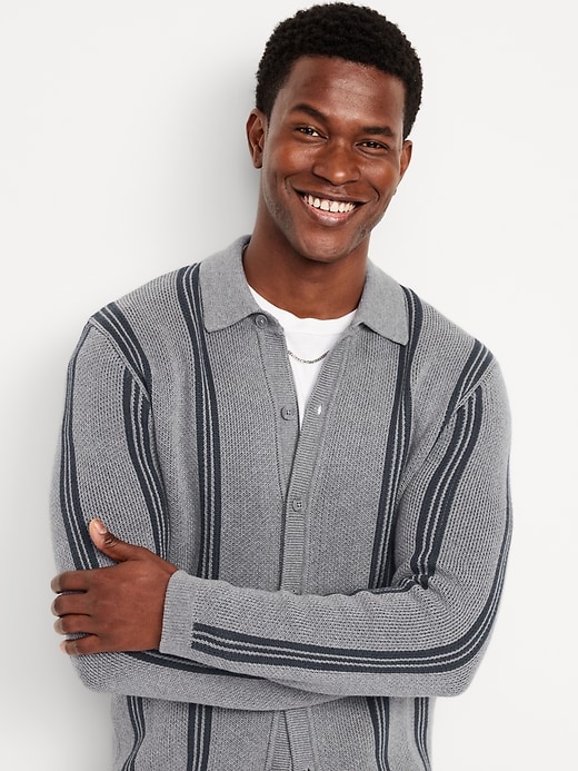 Image number 3 showing, Striped Button-Front Cardigan Sweater