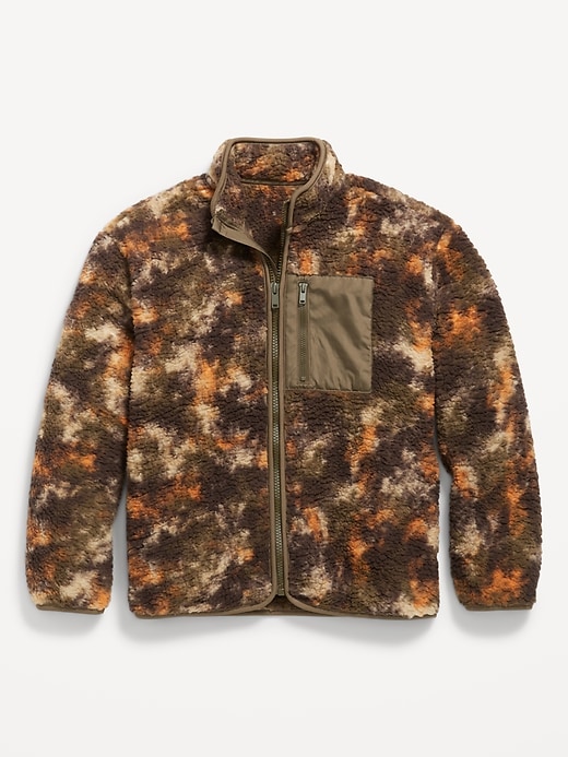 Image number 2 showing, Printed Sherpa Zip-Pocket Jacket for Boys