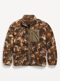 Image number 2 showing, Printed Sherpa Zip-Pocket Jacket for Boys