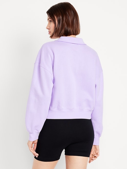 View large product image 2 of 3. Oversized Logo-Graphic Cropped Half-Zip Pullover