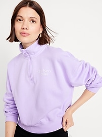 View large product image 3 of 3. Oversized Logo-Graphic Cropped Half-Zip Pullover