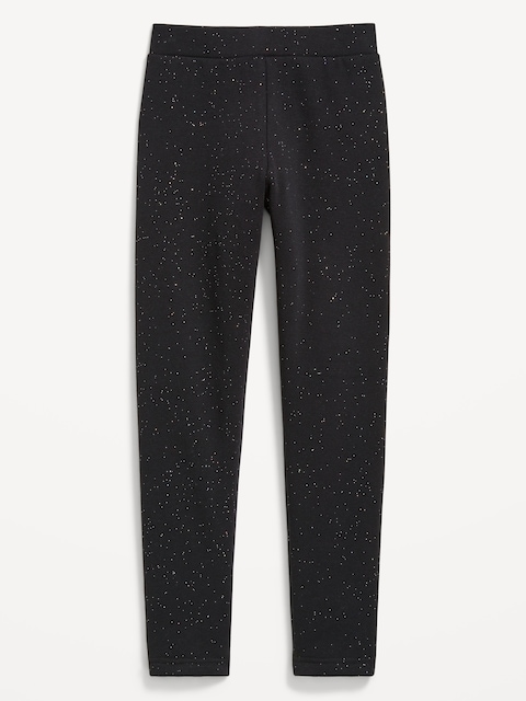 Legging long en molleton à taille haute pour fille - Noir Luisant