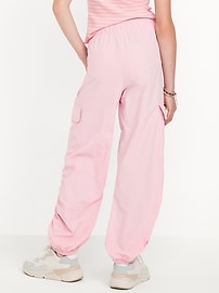 Image number 2 showing, High-Waisted Side Ruched Cargo Parachute Joggers for Girls