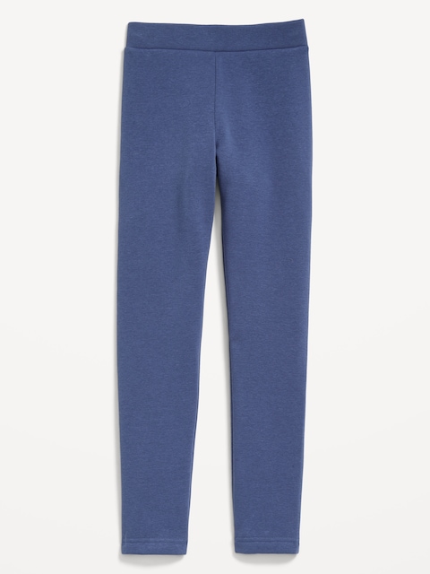 Legging long en molleton à taille haute pour fille - Bleu Pacifique