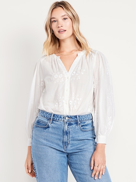 Image number 5 showing, Button-Down Embroidered Top