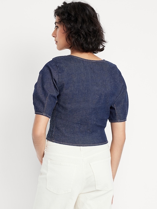 Image number 2 showing, Square-Neck Denim Crop Top