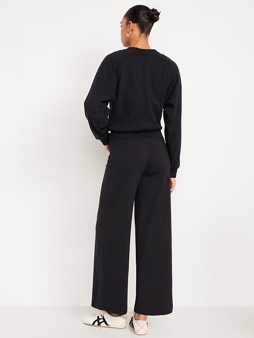Image number 2 showing, Mid-Rise Jersey Super Wide-Leg Leggings