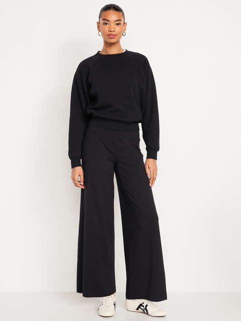 Mid-Rise Jersey Super Wide-Leg Leggings - Gray