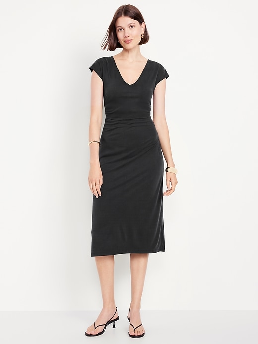 Image number 1 showing, Fit & Flare Ruched Midi Dress