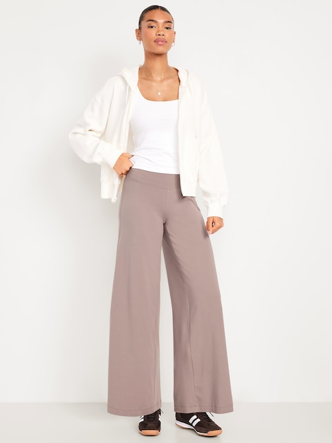 Mid-Rise Jersey Super Wide-Leg Leggings - Brown