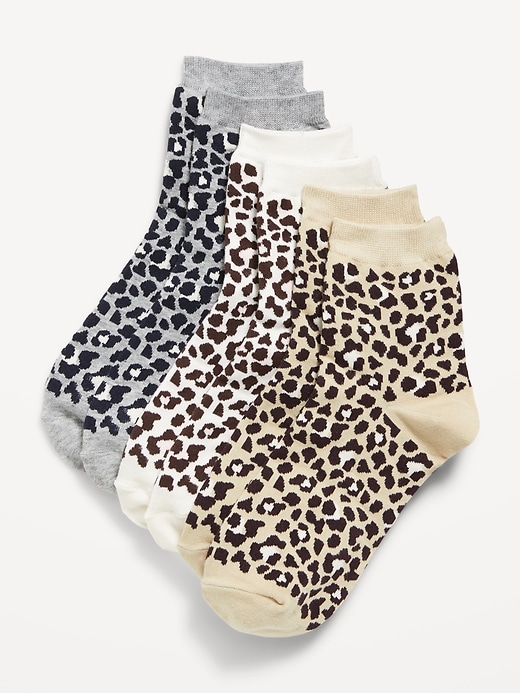 Image number 1 showing, Novelty Quarter Crew Socks 3-Pack for Women
