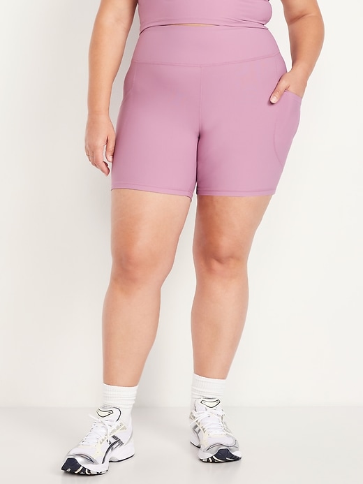 Image number 6 showing, High-Waisted PowerSoft Pocket Biker Shorts -- 6-inch inseam