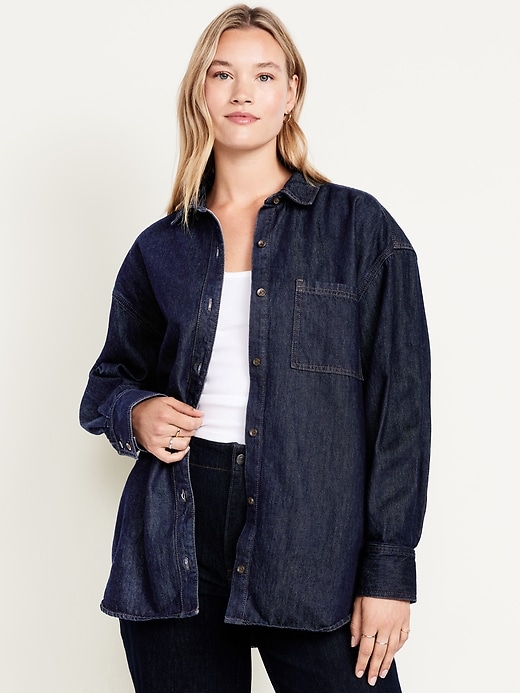 Image number 5 showing, Boyfriend Button-Down Jean Tunic