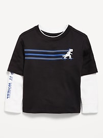 Image number 1 showing, Oversized Long-Sleeve 2-In-1 T-Shirt for Toddler Boys